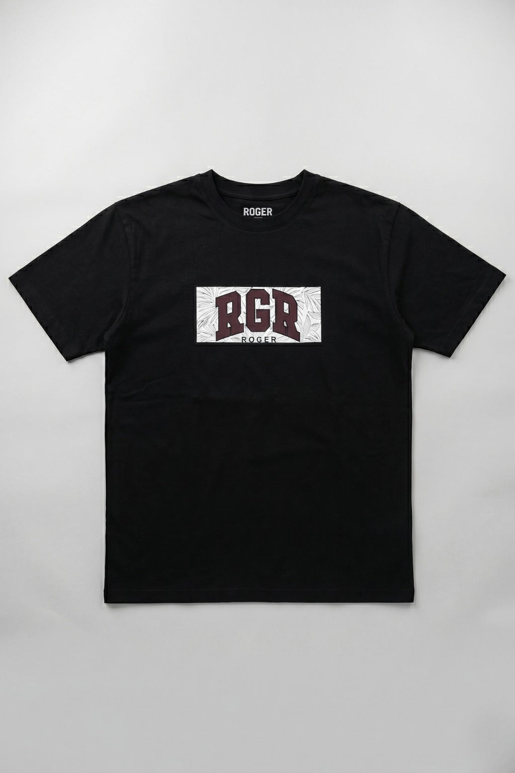 Black RGR Leaf Print T-Shirt For Men