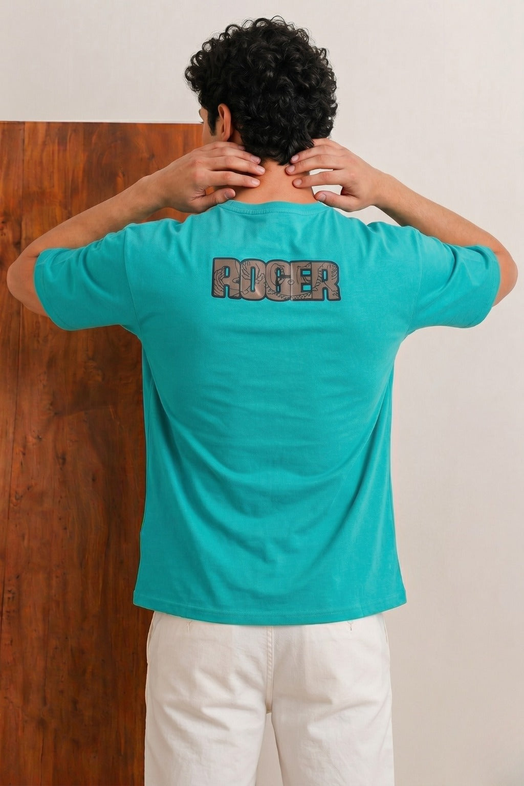 Sky Blue "R" Print T-Shirt For Men Secondary image