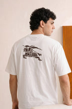 White Blues R Print Polo For Mens