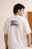 White Blues R Print Polo For Mens
