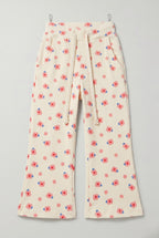 Cream WIth Pink Flowers Print Flapper For Girls