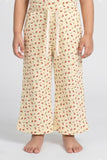 Beige With Red Flowers Print Flapper For Girls