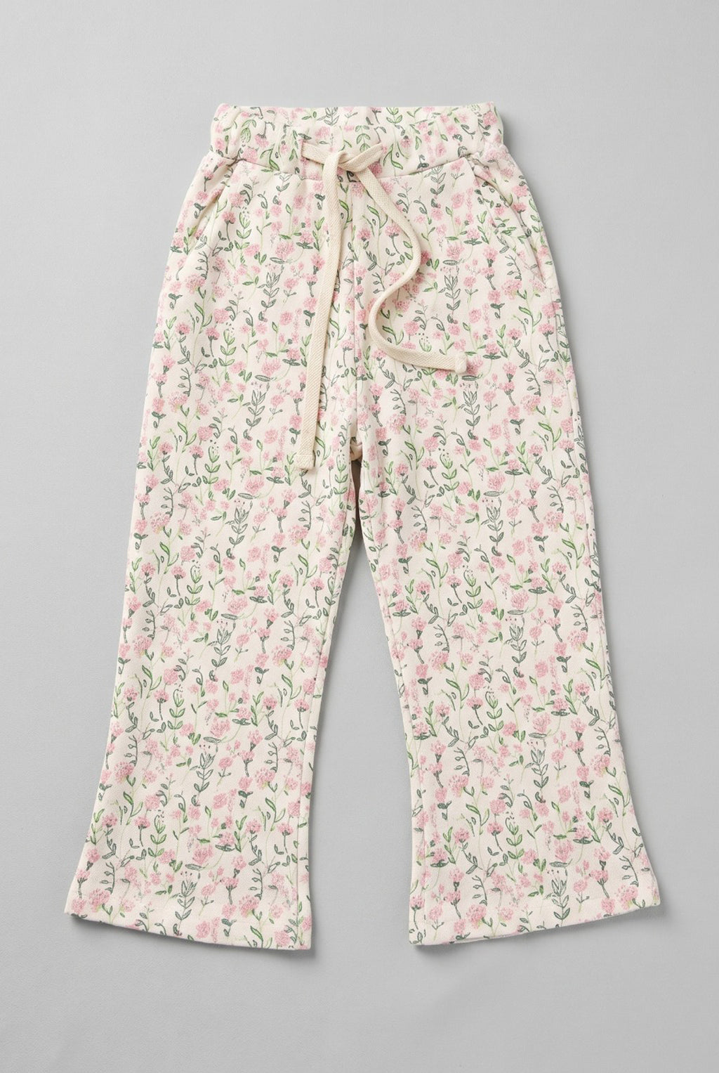 White With Pink Flowers Print Flapper For Girls