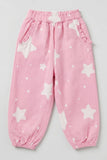Pink Star Print Pocket Pajama For Girls
