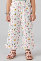 White Flowers Print Flapper For Girls