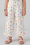 White Flowers Print Flapper For Girls