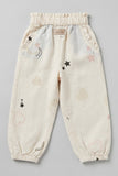 White Heart Star Print Pocket Pajama For Girls