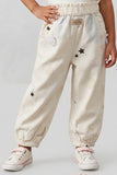 White Heart Star Print Pocket Pajama For Girls