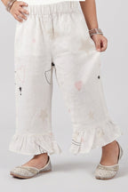 White Heart Star Print Flapper For Girls