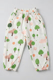 White Trees Print Pocket Pajama For Girls