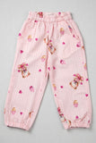 Pink Teddy Heart Print Pocket Pajama For Girls