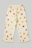 Light Yellow Apple Print Flapper For Girls