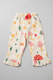 Cream Mashroom Tree Print Flapper For Girls