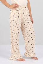 Yellow Heart Love Print Flapper Pajama For Girls