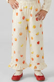 Light Yellow Apple Print Flapper For Girls