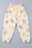 Light Yellow Teddy Bear Print Pocket Pajama For Girls