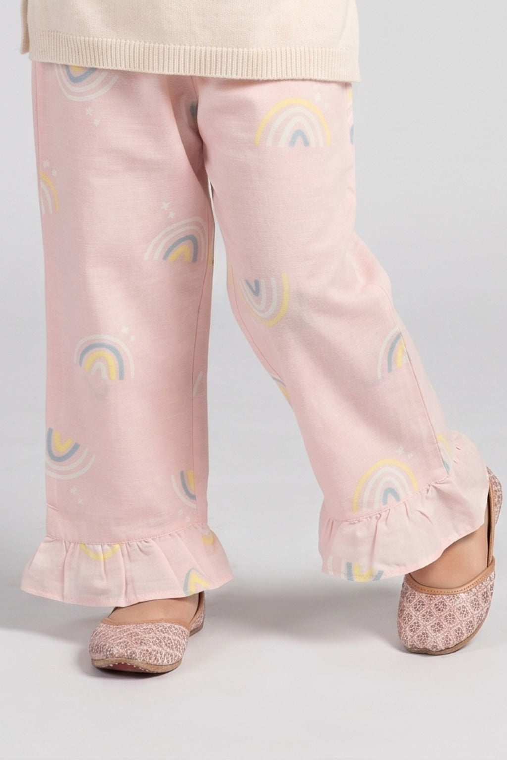 Pink Rainbow Print Flapper For Girls
