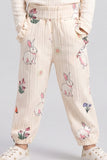 Cream Rabbit Print Pocket Pajama For Girls