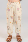 Light Yellow Teddy Bear Print Pocket Pajama For Girls