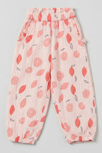 Pink Lemon Print Pocket Pajama For Girls