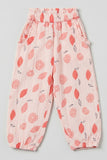 Pink Lemon Print Pocket Pajama For Girls