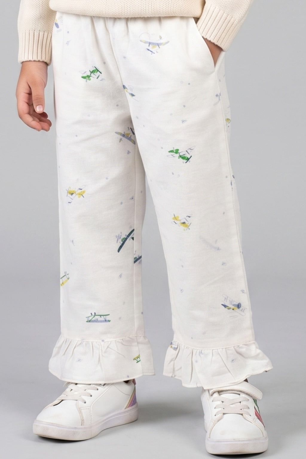 White Airplane Star Print Flapper For Girls Secondary image