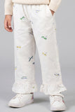 White Airplane Star Print Flapper For Girls