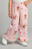 Pink Teddy Heart Print Flapper For Girls
