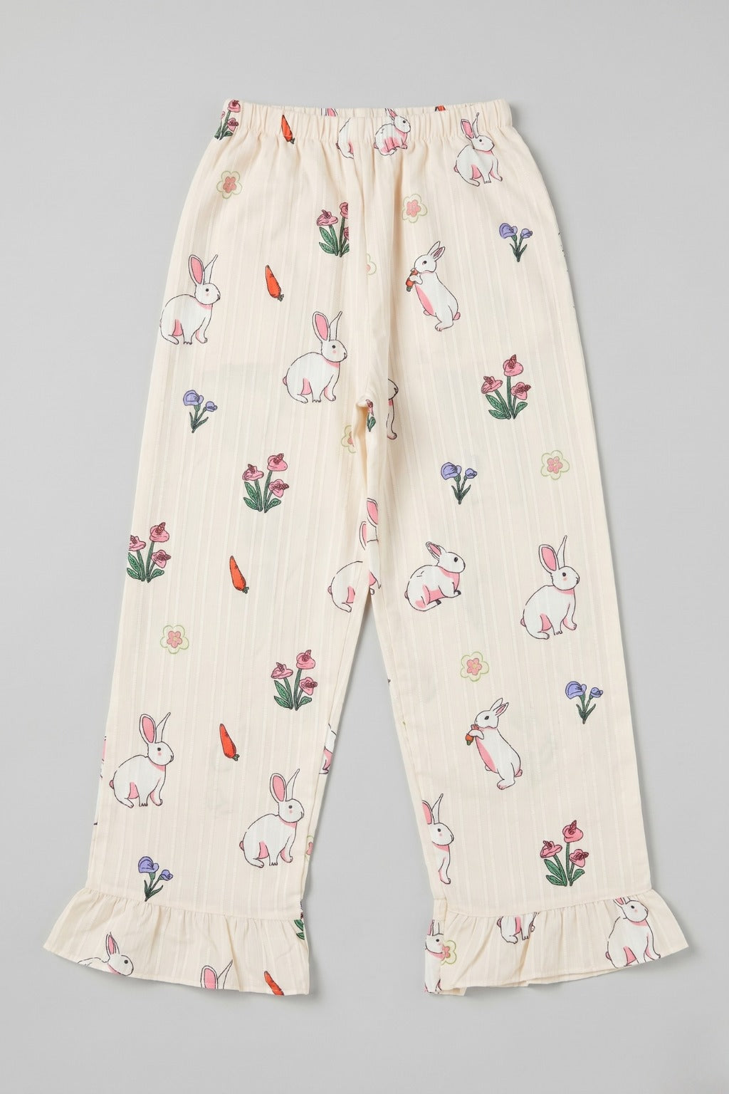 Cream Rabbit Print Flapper For Girls