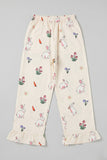 Cream Rabbit Print Flapper For Girls