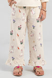 Cream Rabbit Print Flapper For Girls