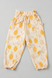 Yellow Lemon Print Pocket Pajama For Girls