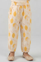 Yellow Lemon Print Pocket Pajama For Girls