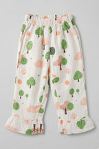 White Trees Print Flapper For Girls