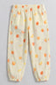Light Yellow Apple Print Pocket Pajama For Girls