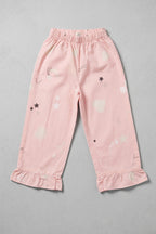 Pink Heart Star Print Flapper For Girls