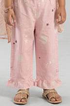 Pink Heart Star Print Flapper For Girls