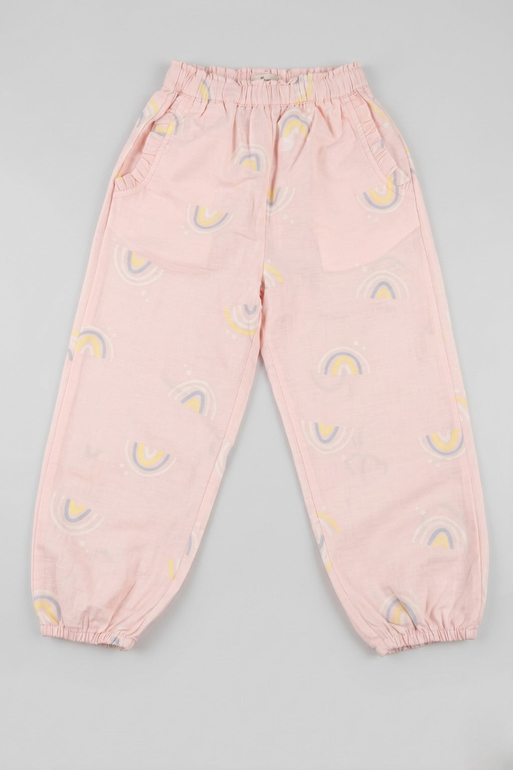Pink Rainbow Print Pocket Pajama For Girls Main image