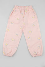Pink Rainbow Print Pocket Pajama For Girls