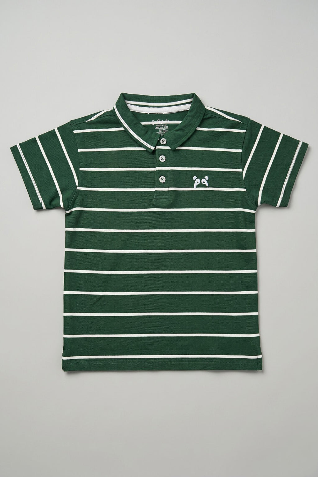 Green WIth White Stripes Polo For Boys Main image