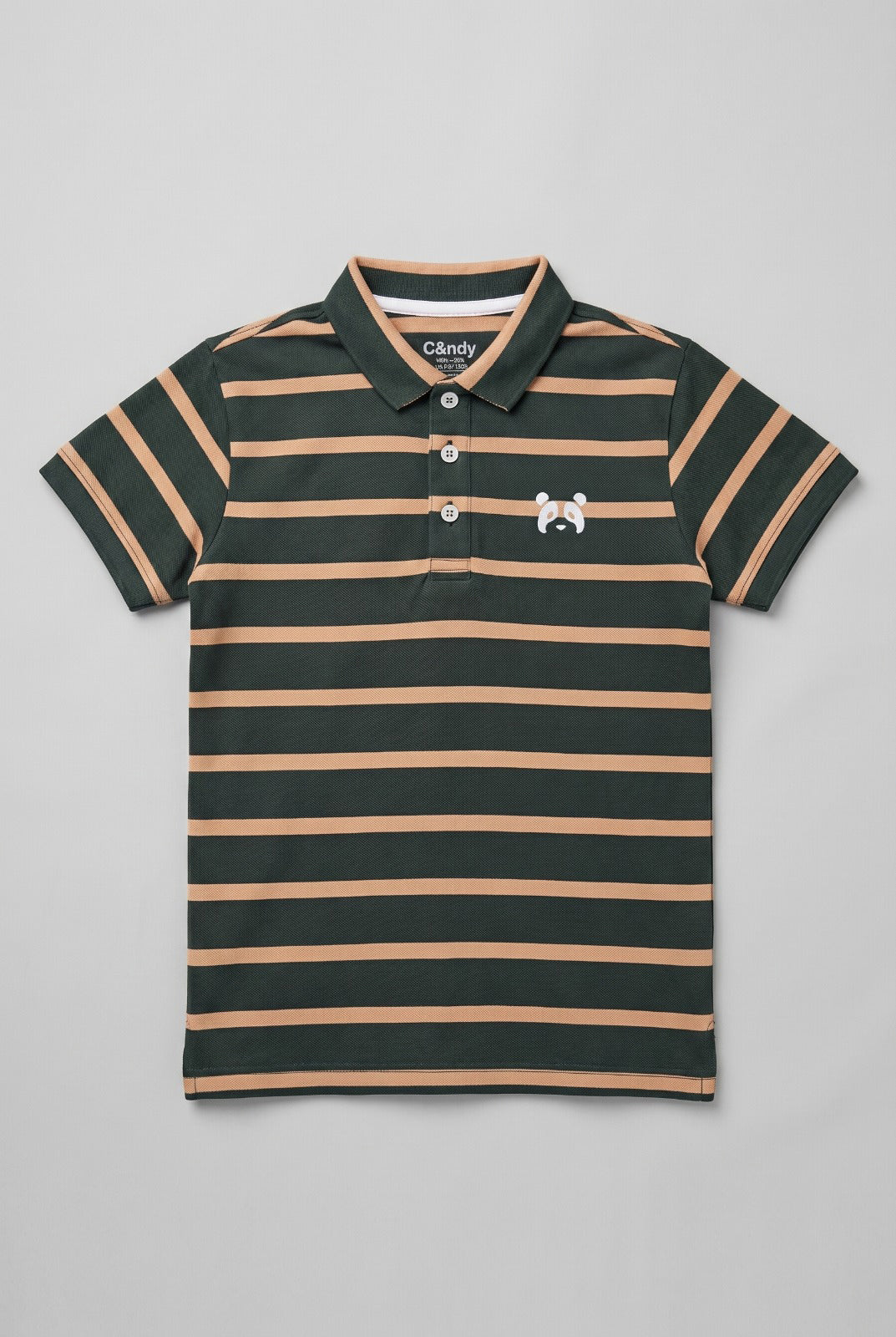 Green WIth Brown Stripes Polo For Boys Main image