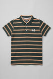 Green WIth Brown Stripes Polo For Boys