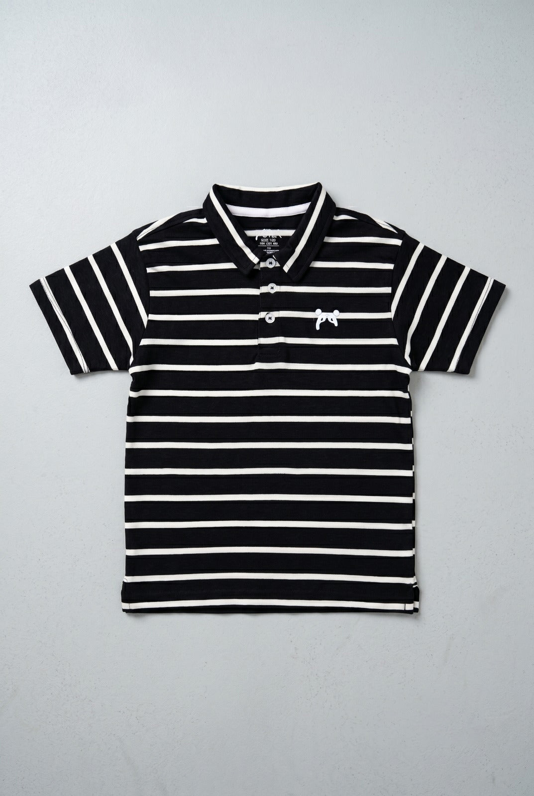 Black With White Stripes Polo For Boys Main image