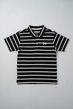 Black With White Stripes Polo For Boys