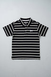 Black With White Stripes Polo For Boys