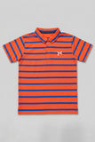 Orange With Blue Stripes Polo For Boys