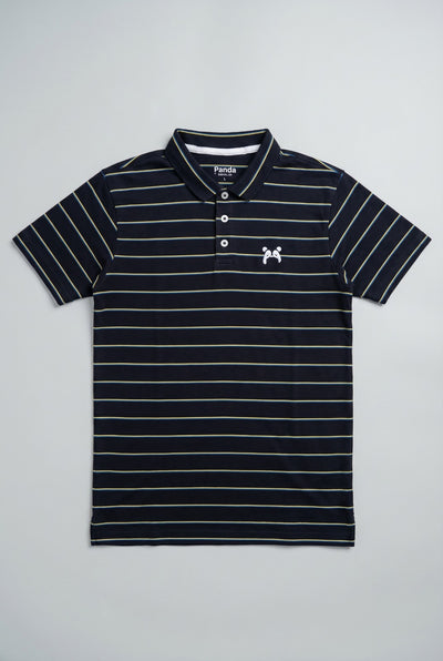 Black With Yellow Stripes Polo For Boys
