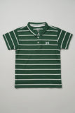 Green WIth White Stripes Polo For Boys