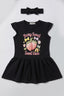 Black Berry Sweet Print With Hair Band Frock For Girls