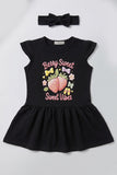 Black Berry Sweet Print With Hair Band Frock For Girls